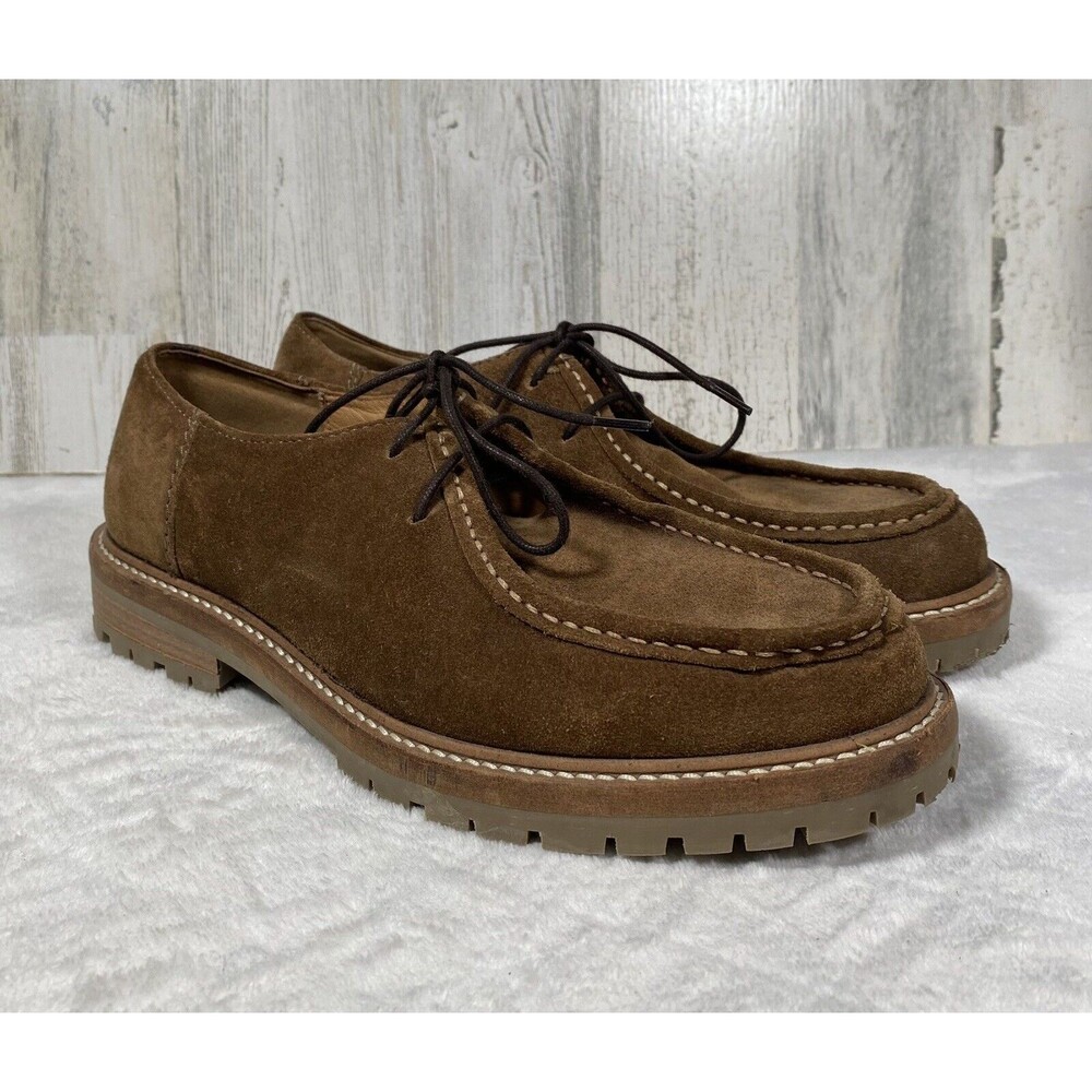 Zara Man Men's Sz 7 EU 39 Neutral Brown Suede Lace Up Loafer Classic Preppy